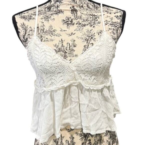 OCEAN DRIVE Crinkle Lace Ruffle Tank - Size M - Picture 1 of 3